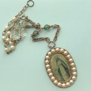 Vintage Assemblage mother Mary Necklace